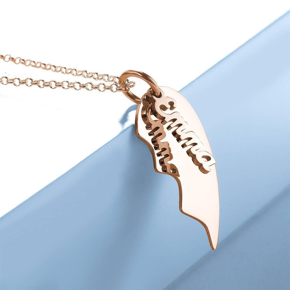 Collier Prenom Collier De Couple, Collier Prénom Coeur Brisé Plaqué Or Rose - Argent
