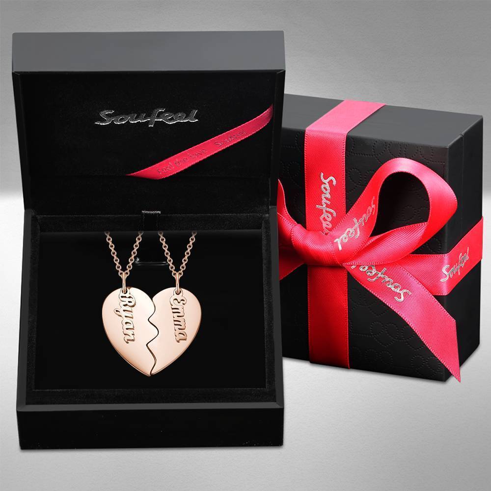 Collier Prenom Collier De Couple, Collier Prénom Coeur Brisé Plaqué Or Rose - Argent