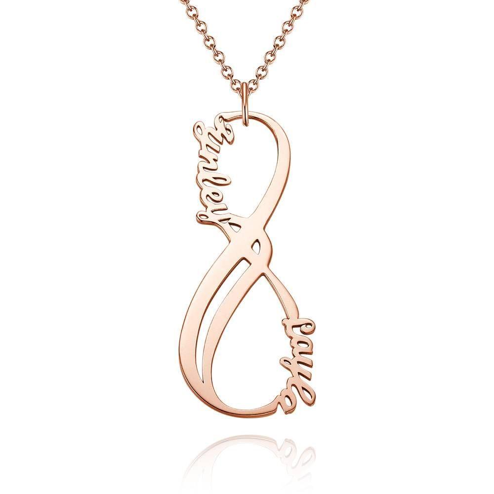 Collier Prenom Collier Prénom, Collier Infni Avec Deux Prénom Plaqué Or Rose - Argent