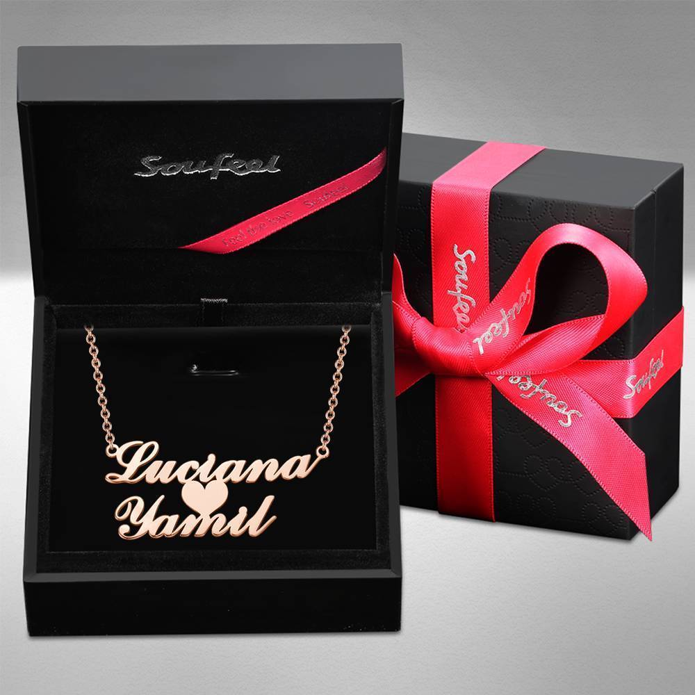 Collier Prenom Collier Prénom, Cadeau Pendentif Plaque Signalétique Personnalisé Deux Plaqué Or Rose-argent