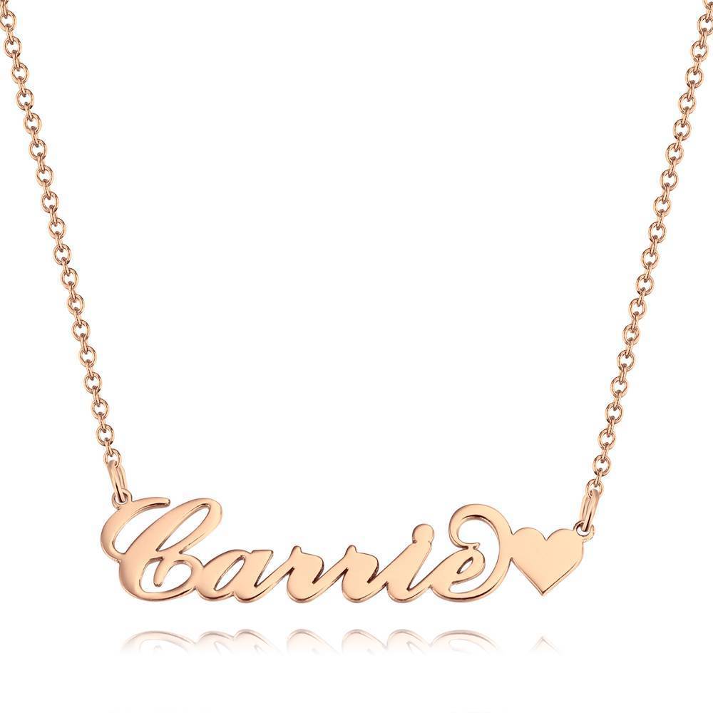 Collier Prenom Collier avec Prénom - Collier de Prénom en Argent Sterling - Collier de Plaque de Prénom de Style Carrie - Collier avec Cœur Cadeau Unique pour Elle