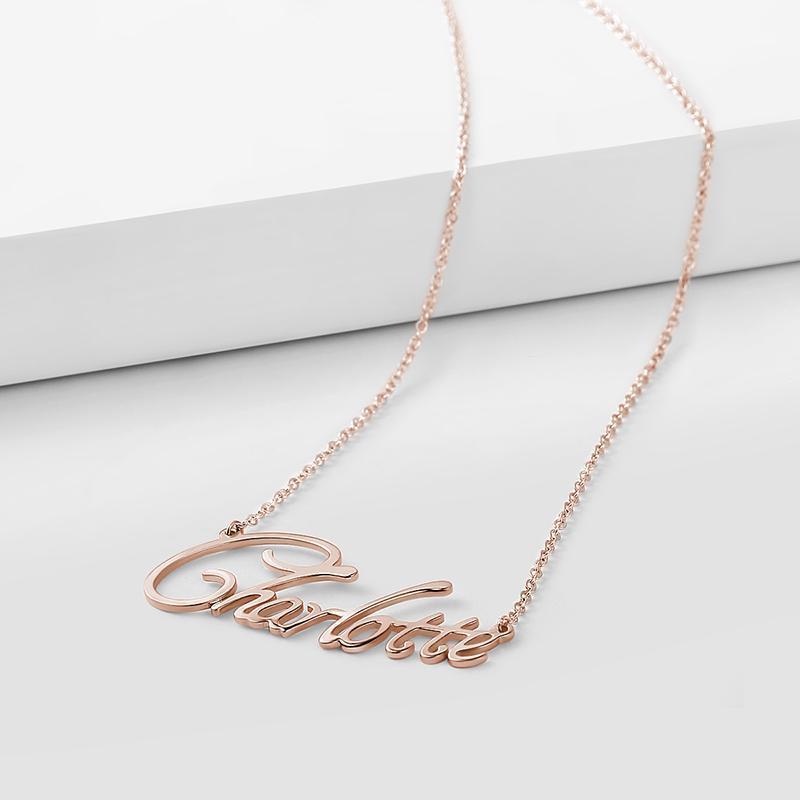 Collier Prenom Collier Prénom Personnalisé En Argent Plaqué Or Rose