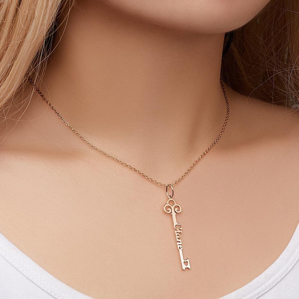 Collier Prenom Collier De Nom De Clé Personnalisé Cadeau Personnalisé Cadeau De Mariage Plaqué Or Rose