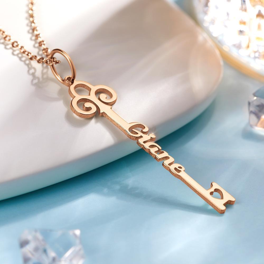 Collier Prenom Collier De Nom De Clé Personnalisé Cadeau Personnalisé Cadeau De Mariage Plaqué Or Rose