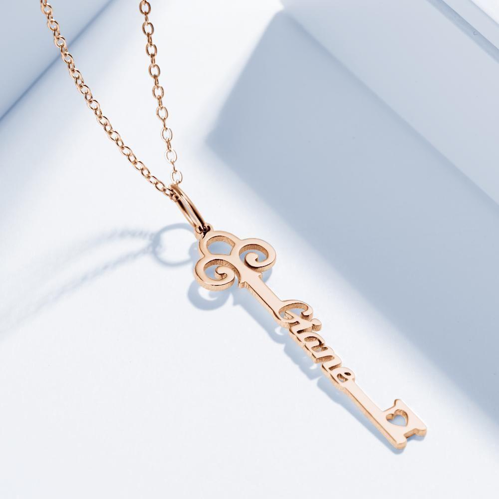 Collier Prenom Collier De Nom De Clé Personnalisé Cadeau Personnalisé Cadeau De Mariage Plaqué Or Rose