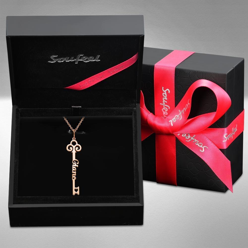 Collier Prenom Collier De Nom De Clé Personnalisé Cadeau Personnalisé Cadeau De Mariage Plaqué Or Rose