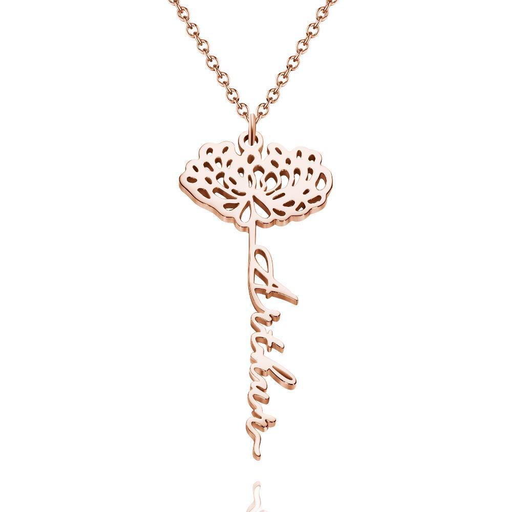Collier Prenom Collier rose gravé personnalisé - cadeau en or