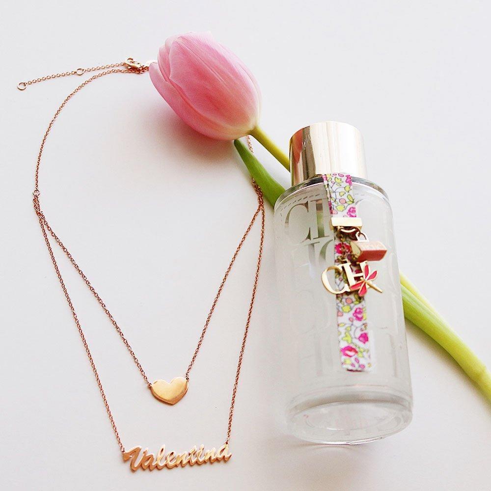 Collier Prenom Collier Prénom Personnalisé Superposé Avec Coeur En Argent Plaqué Or Rose