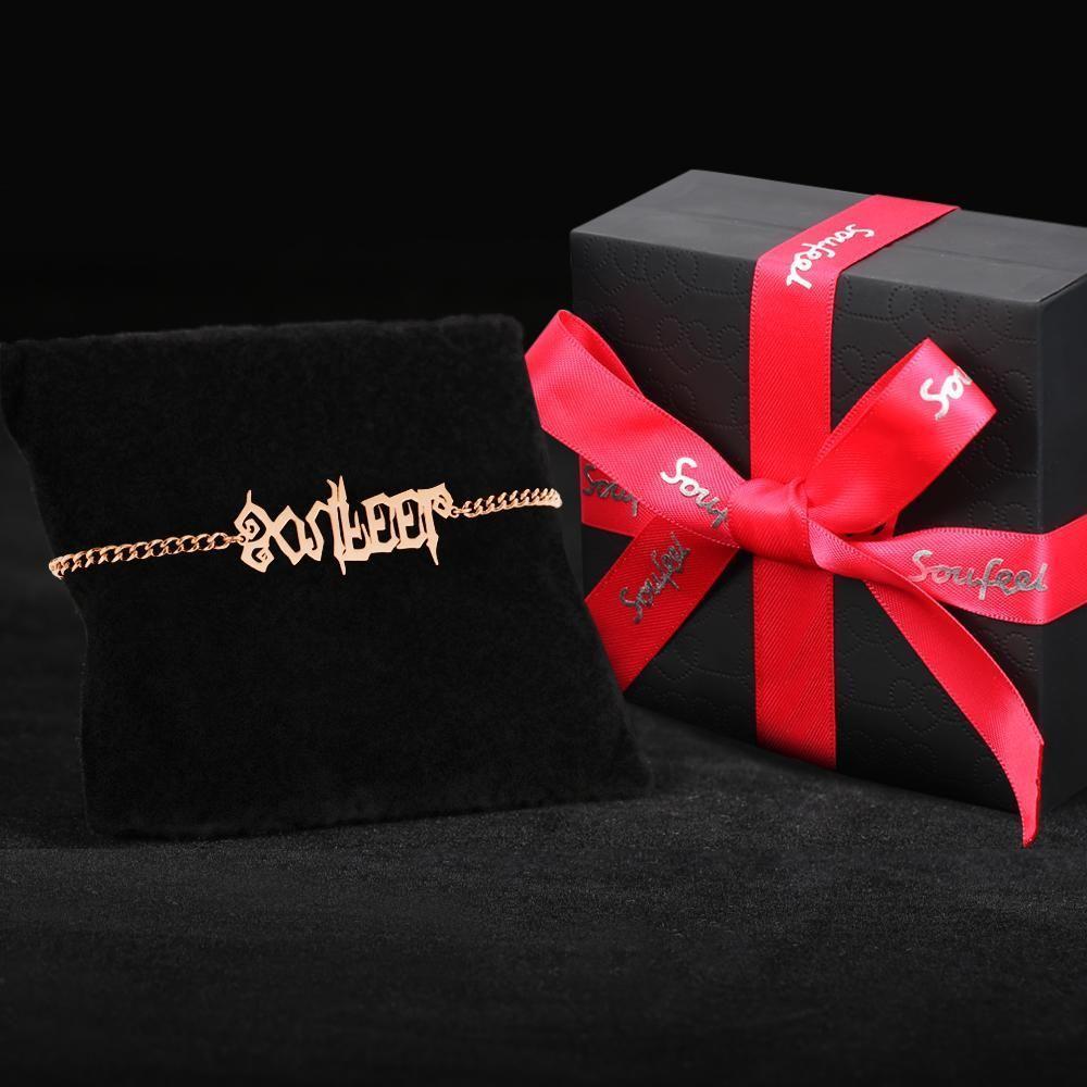 Nom Bracelet Bracelet Personnalisé Cadeaux Argent Plaqué Or Rose