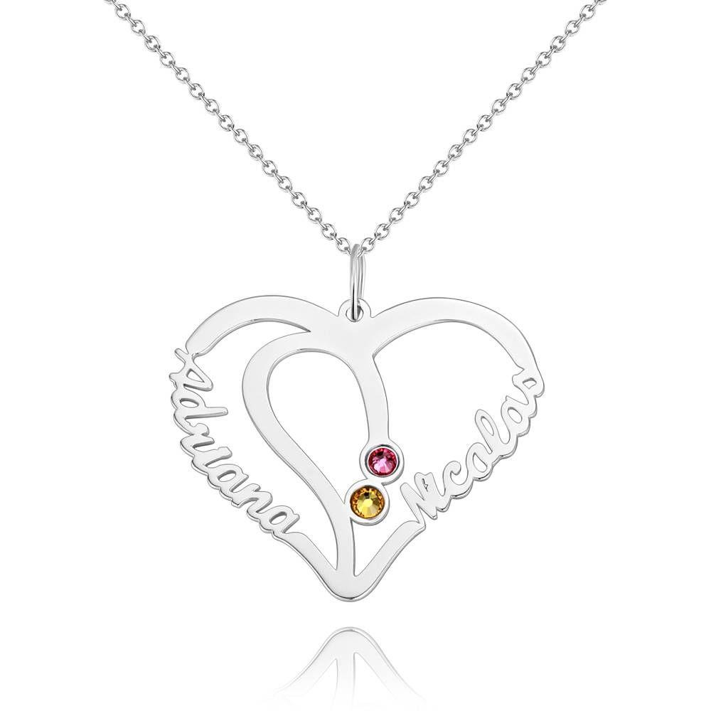 Collier Prenom Collier Prénom Avec Deux Pierres De Naissance Argent