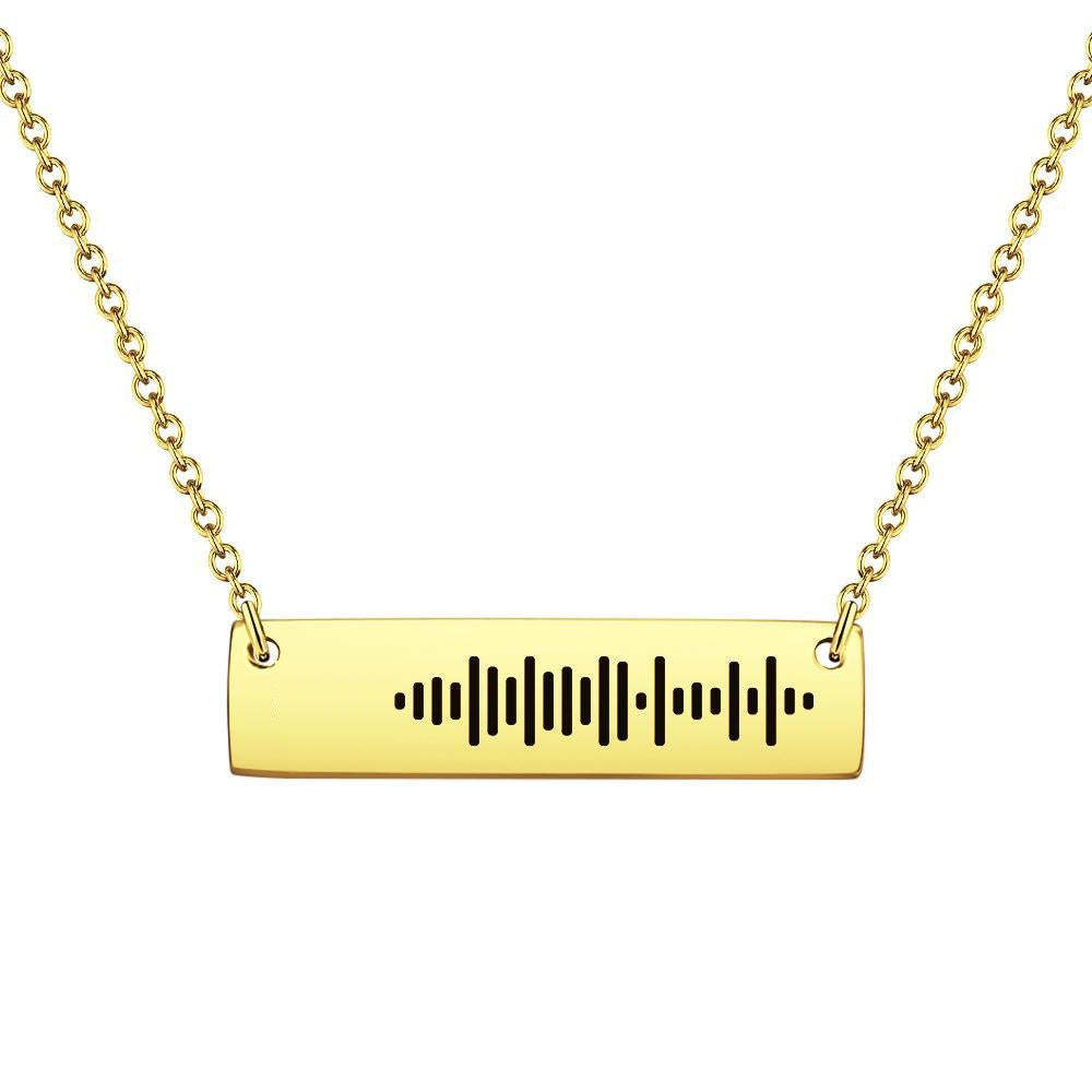 Numérisable Musique Code Bar Collier Gravé Collier Or Cadeaux Pour Elle 50 Cm + 5 Cm