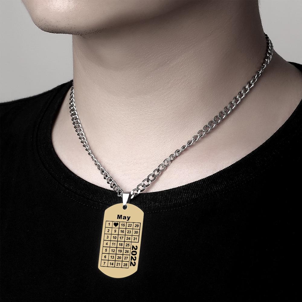 Calendrier Collier Gravé Collier Personnalisé Anniversaire Cadeau Collier Pour Hommes - soufeelfr