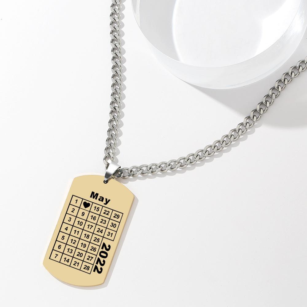 Calendrier Collier Gravé Collier Personnalisé Anniversaire Cadeau Collier Pour Hommes - soufeelfr