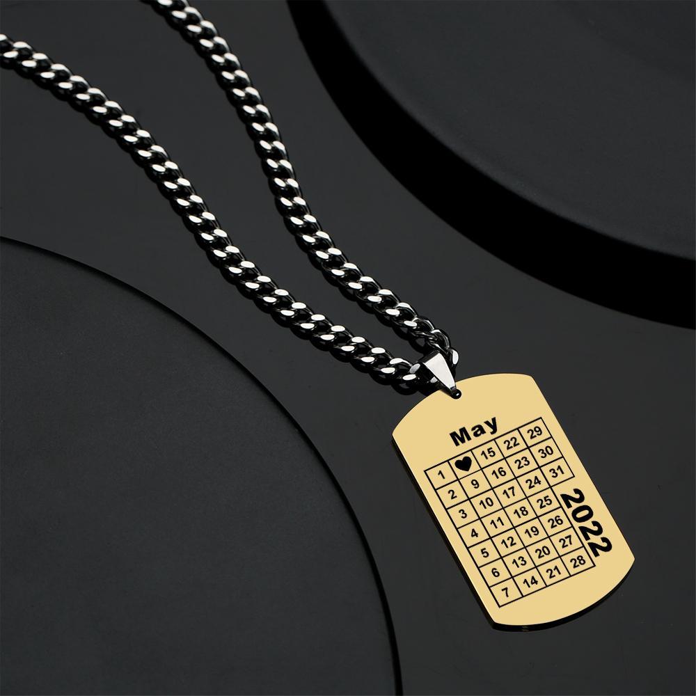 Calendrier Collier Gravé Collier Personnalisé Anniversaire Cadeau Collier Pour Hommes - soufeelfr