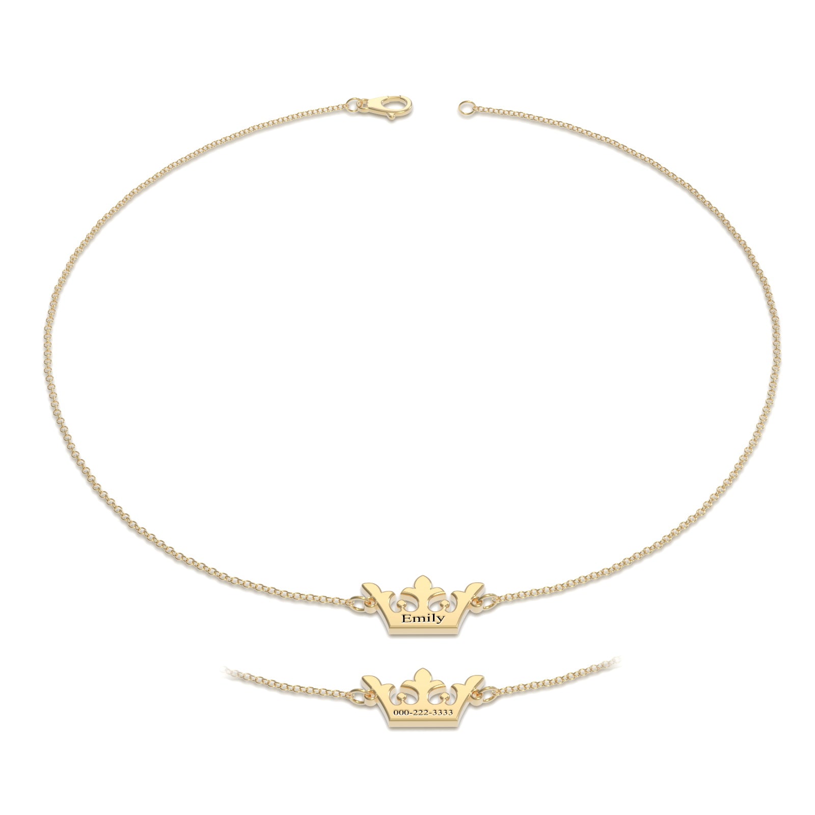 Bracelet Personnalisé Bracelet Gravé Personnalisé Collier Couronne Brillante Pour Adulte