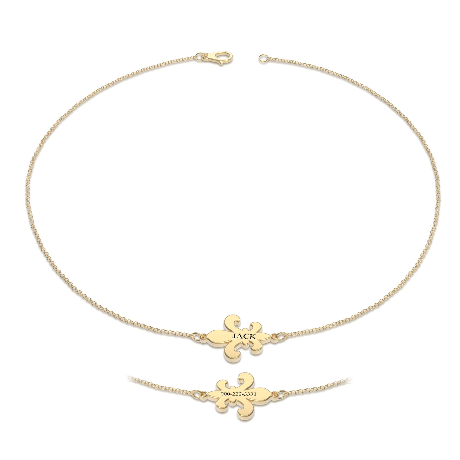 Bracelet Personnalisé Bracelet Gravé Personnalisé Bracelet Fleur De Luce Pour Petite Fille