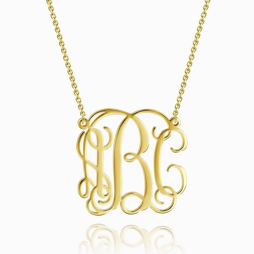 Collier Prenom Grand Collier Monogramme En Argent Plaqué Or 14k