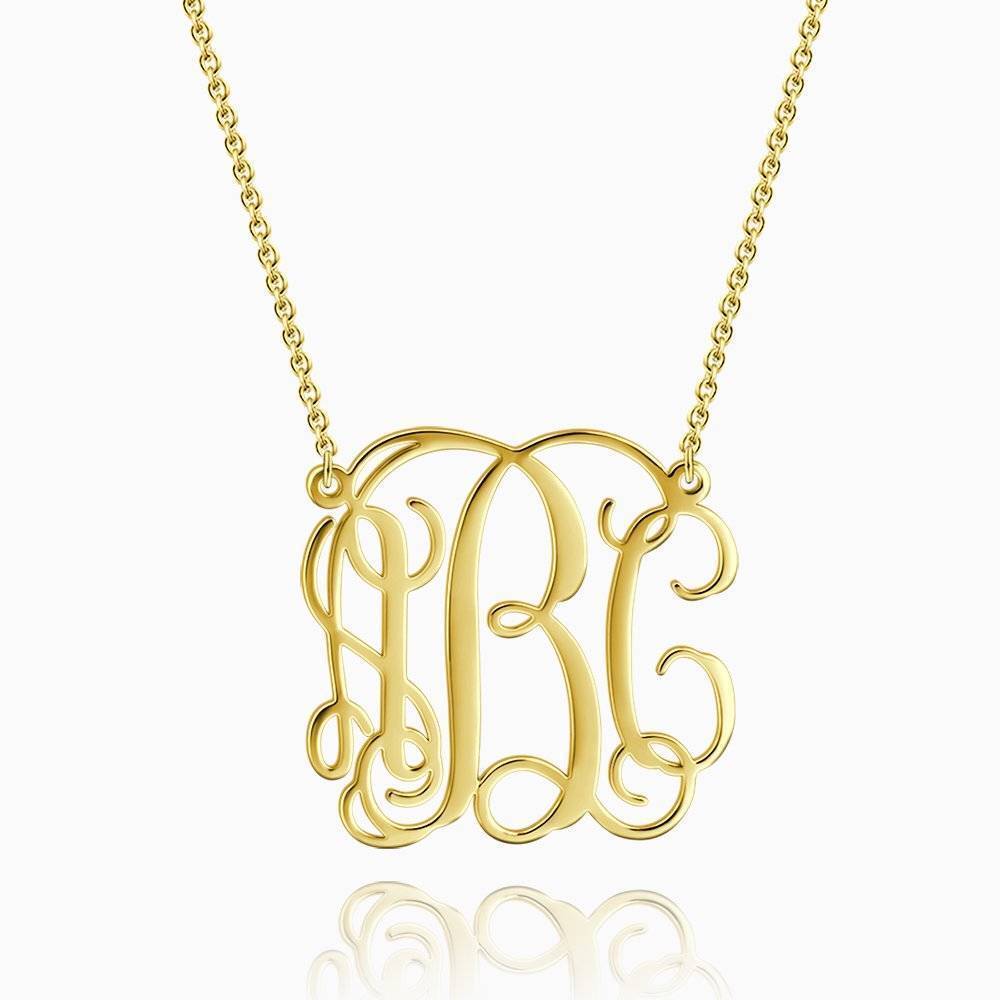 Collier Prenom Grand Collier Monogramme En Argent Plaqué Or Rose