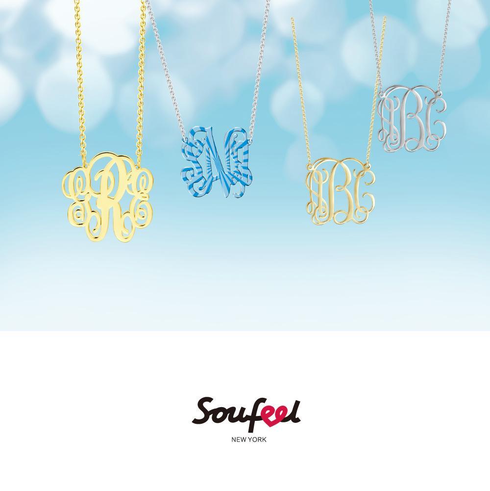Collier Prenom Collier Monogramme Personnalisé Or Plaqué Argent Massif 925