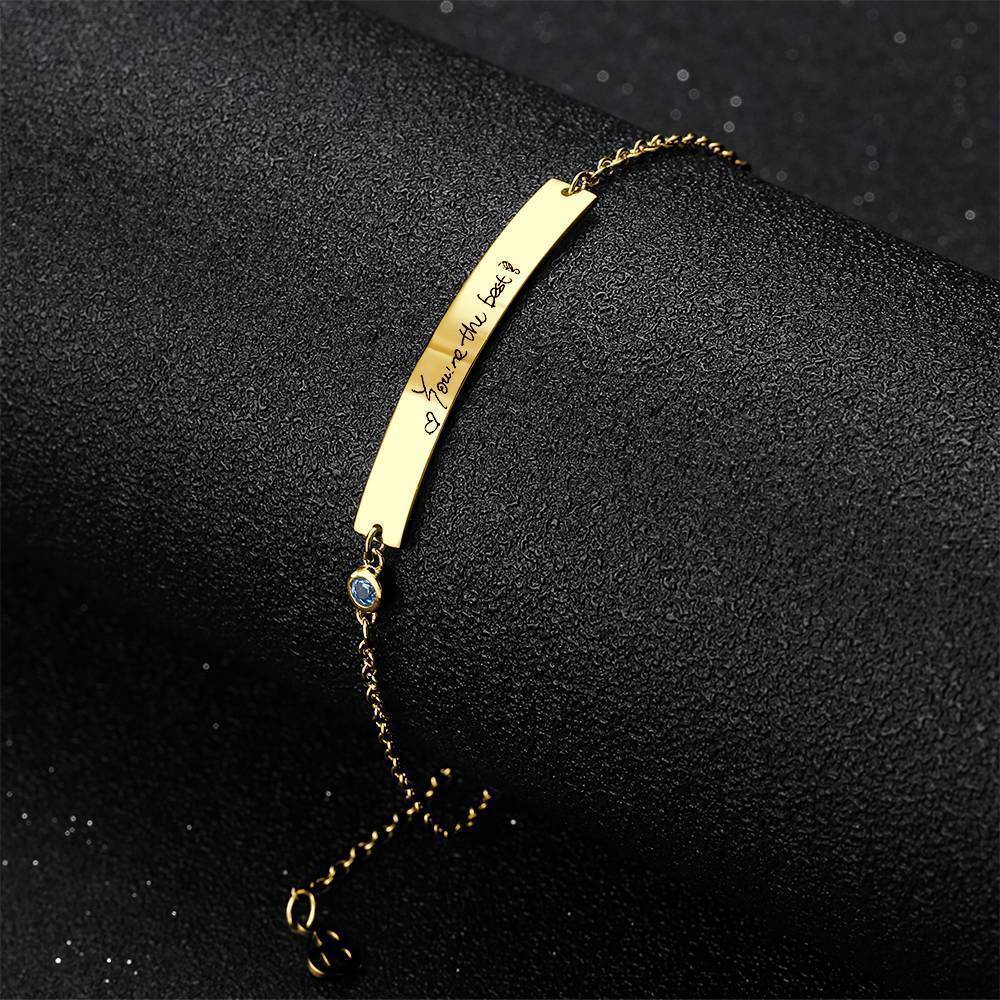Bracelet Personnalisé Bracelet En Photo Personnalisé, Bracelet Avec écriture, Plaqué Or 14k - Doré