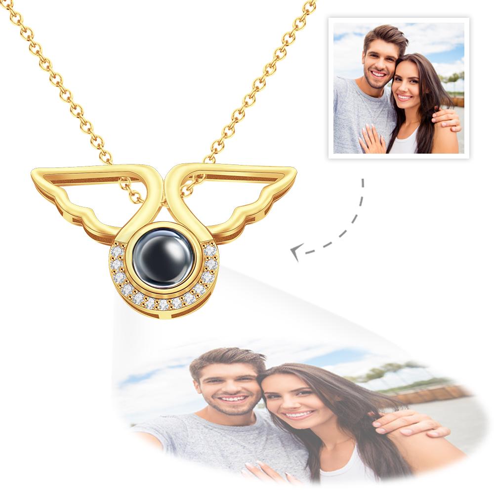 Collier De Projection De Photo Personnalisé Collier Pendentif Aile D'ange Cadeau Créatif - soufeelfr