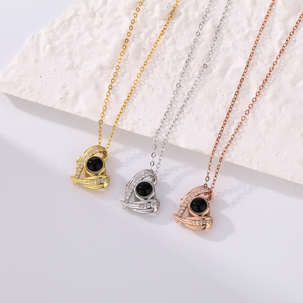 Collier De Projection Personnalisé Collier De Photos D'ailes D'ange De Plumes Pour Elle - soufeelfr