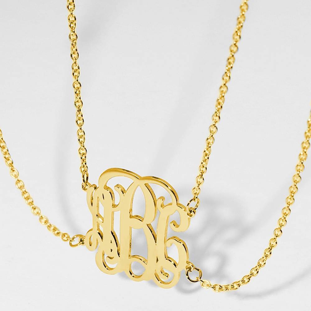 Collier Prenom Choker Monogramme En Argent Plaqué Or 14k