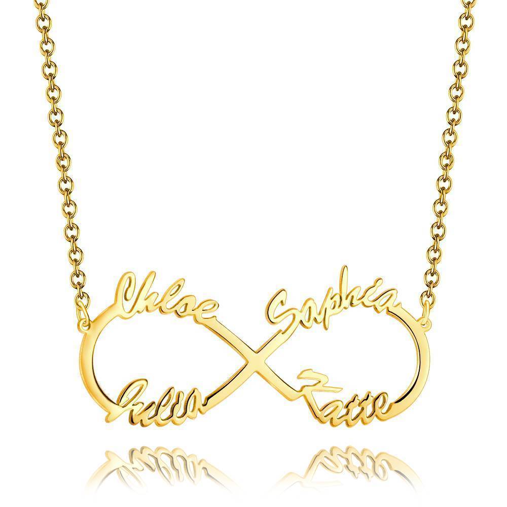 Collier Prenom Collier Prénom Infini Quatre Noms Plaqué Or Rose - Argent