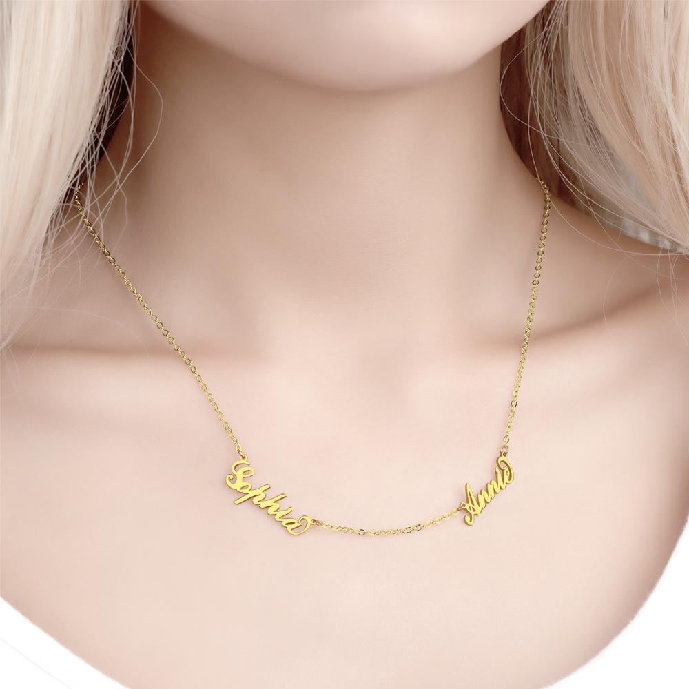 Collier Prenom Collier Prénom  De Famille , Trois Noms Cadeaux Pour Maman 14k Plaqué Or