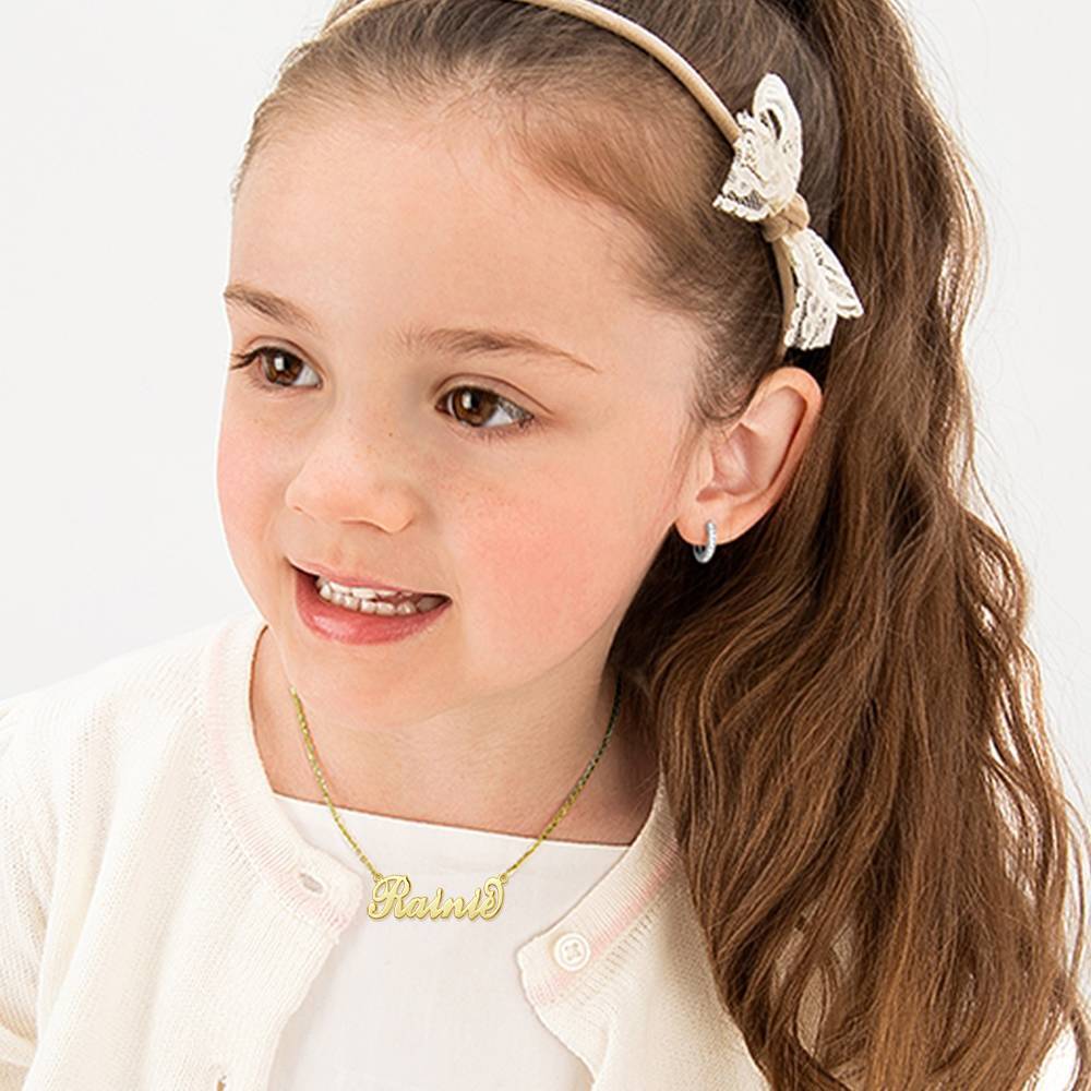Collier Prenom Collier Prénom Pour Enfant De Style "Carrie" Plaqué Or 14k