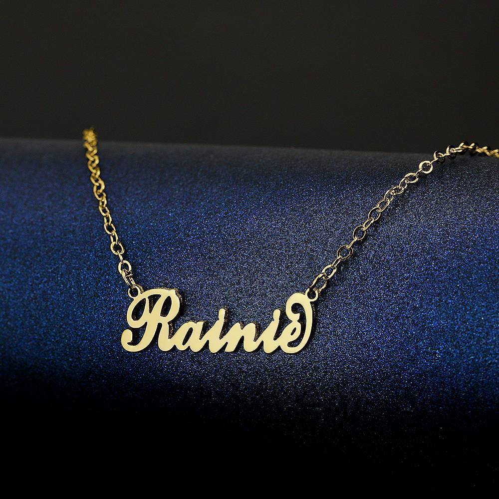Collier Prenom Collier Prénom Pour Enfant De Style "Carrie" Plaqué Or 14k