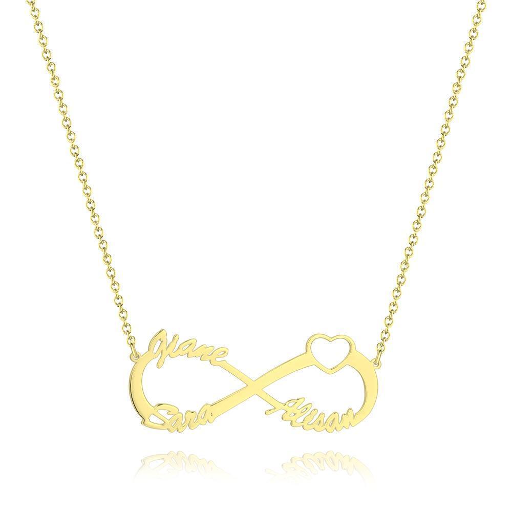 Collier Prenom Collier Prénom Infini Quatre Noms Plaqué Or Rose - Argent