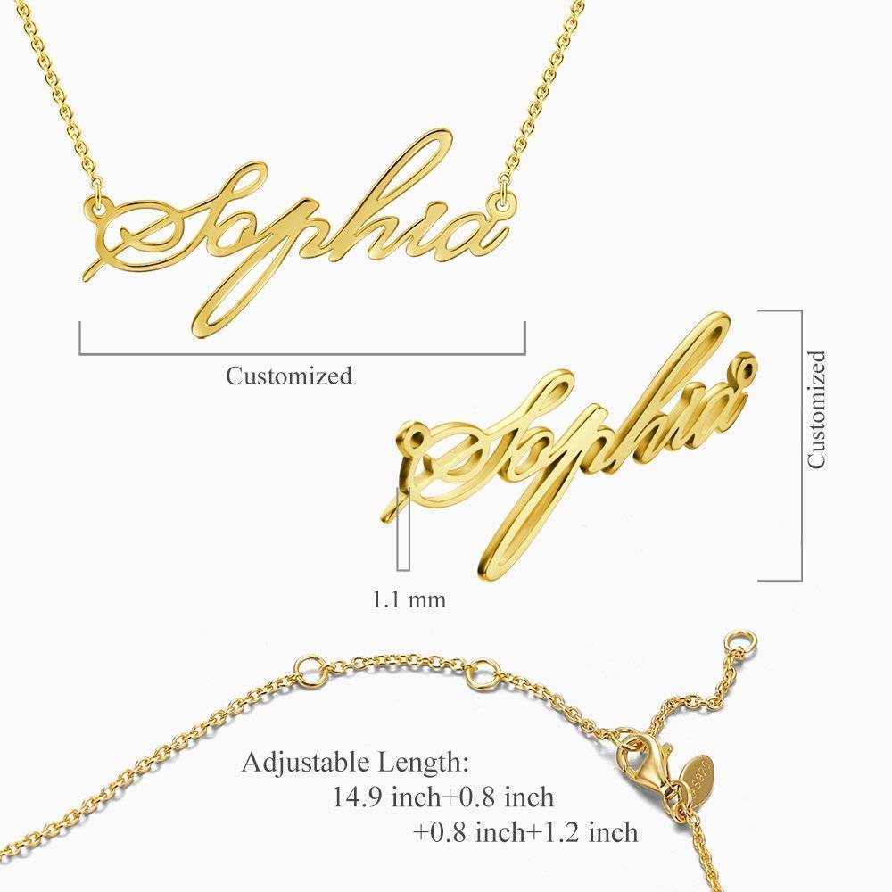 Collier Prenom Collier Prénom Personnalisé En Argent Plaqué Or 14k