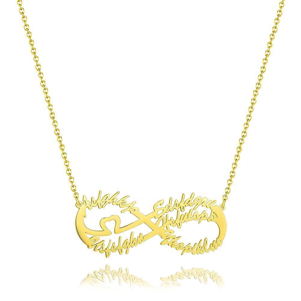 Collier Prenom Collier Prénom Infini Quatre Noms Plaqué Or Rose - Argent