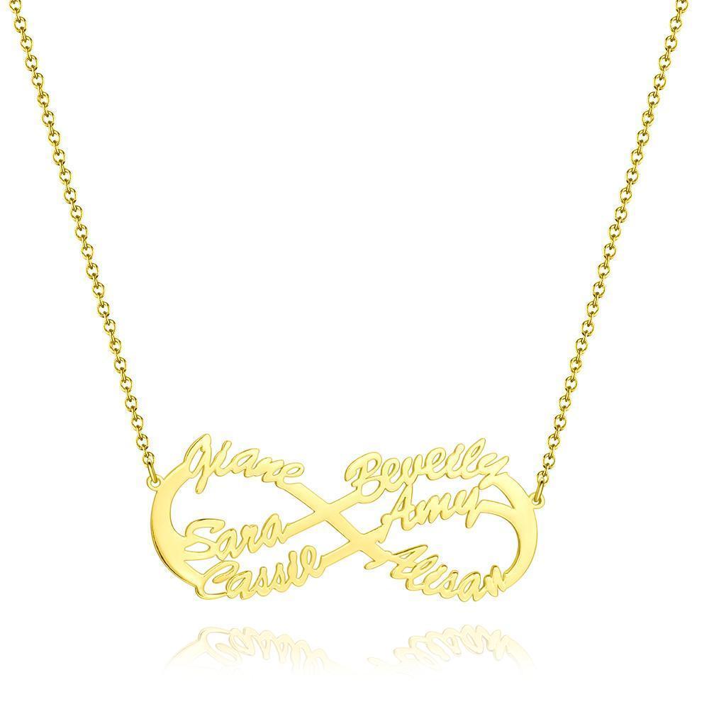 Collier Prenom Collier Prénom Infini Quatre Noms Plaqué Or Rose - Argent