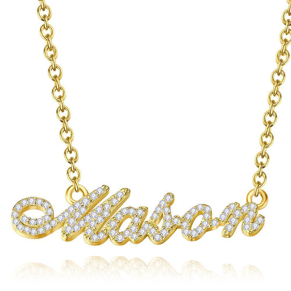 Collier Prenom Collier Prénom En Cristal Personnalisé, Souvenir Argent