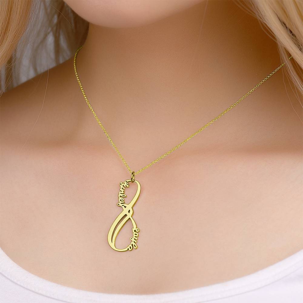 Collier Prenom Collier Prénom, Collier Infni Avec Deux Prénom Plaqué En Or 14k - Argent