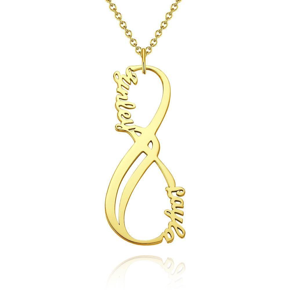 Collier Prenom Collier Prénom, Collier Infni Avec Deux Prénom Plaqué En Or 14k - Argent