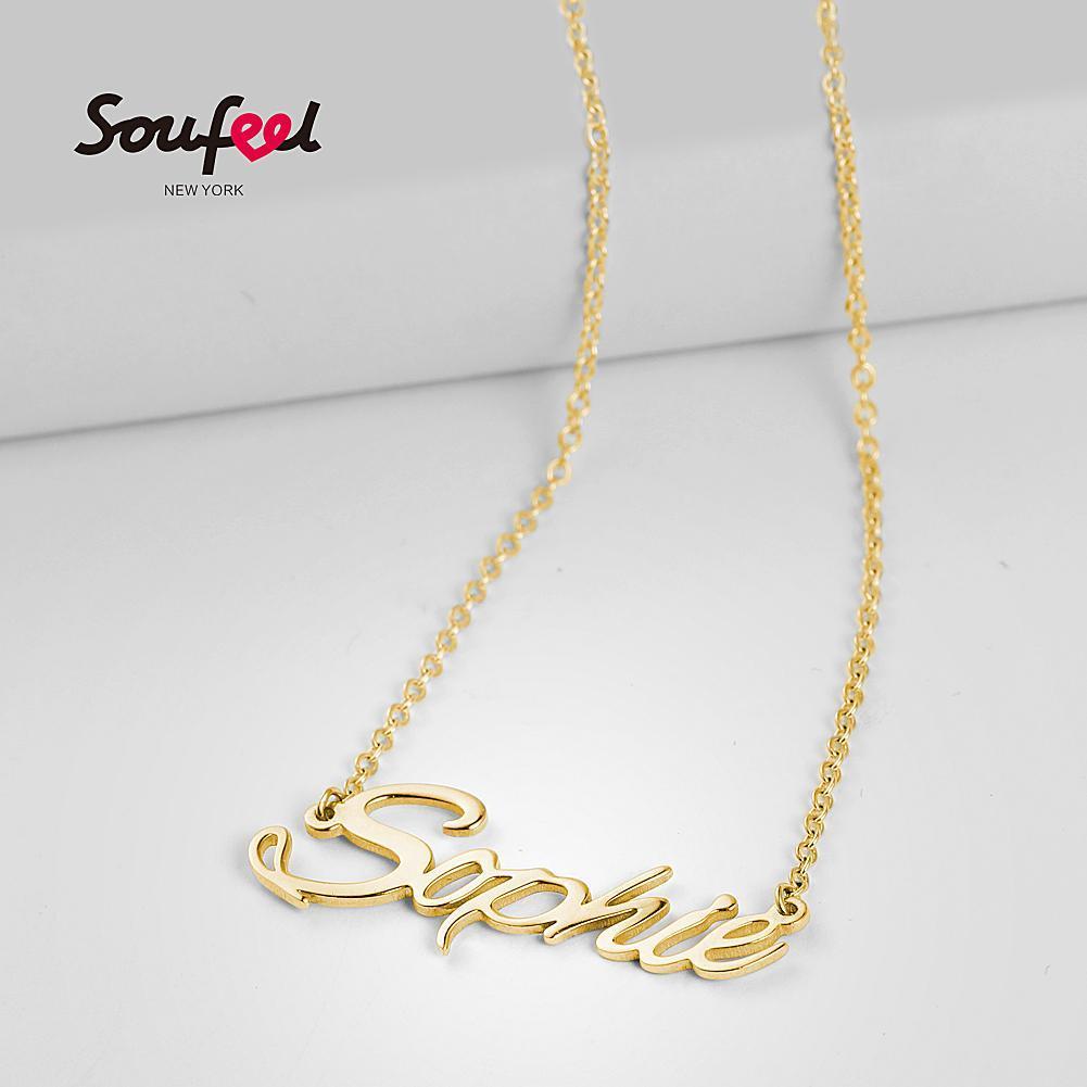 Collier Prenom Collier Prénom Personnalisé En Argent Plaqué Or 14k