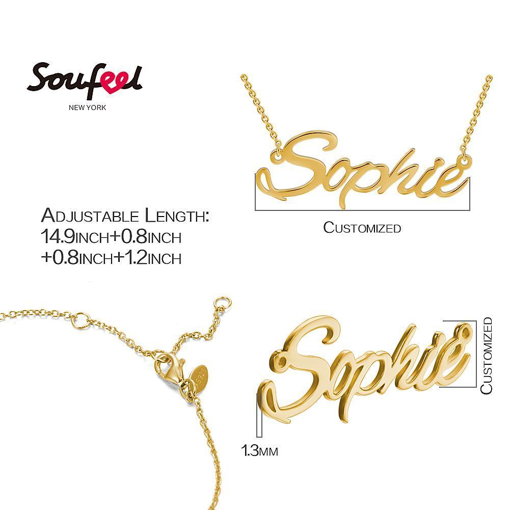 Collier Prenom Collier Prénom Personnalisé En Argent Plaqué Or 14k
