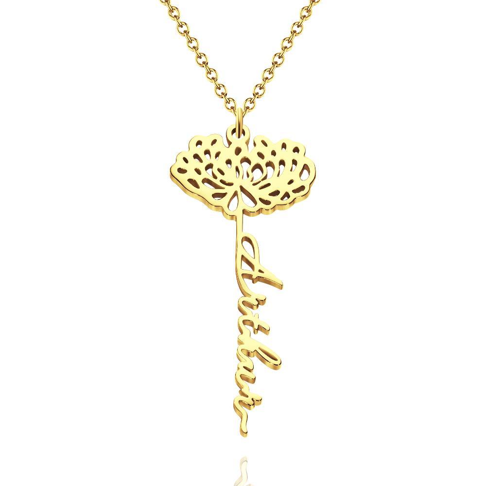 Collier Prenom Collier cadeau personnalisé en forme de rose gravée