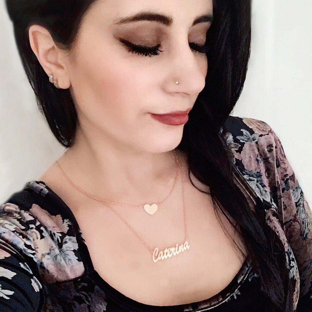 Collier Prenom Collier Prénom Personnalisé Superposé Avec Coeur En Argent Plaqué Or 14k