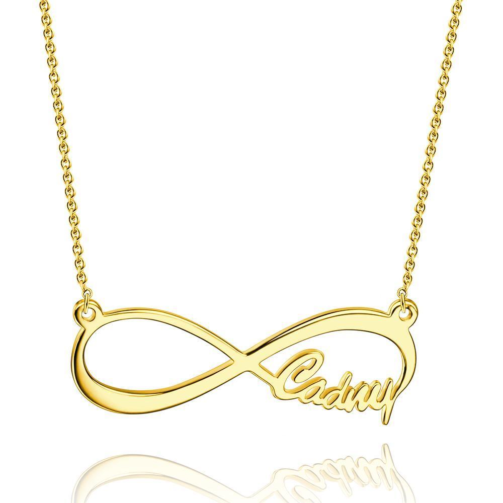 Collier Prenom Collier Prénom Infini En Argent Plaqué Or 14k