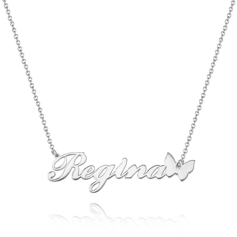 Collier Prenom Collier Prénom Avec Pendentif Papillon Cadeaux Unique Argent Plaqué Or Rose