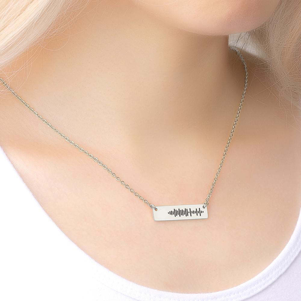 Numérisable Musique Code Bar Collier Gravé Collier 50 Cm + 5 Cm