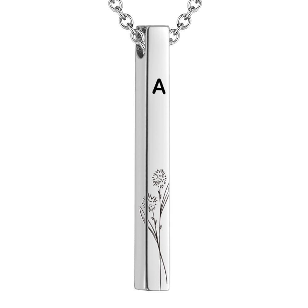 Texte Personnalisé Collier Fleur Collier Bar Pendentif Collier Cadeau Pour Amis