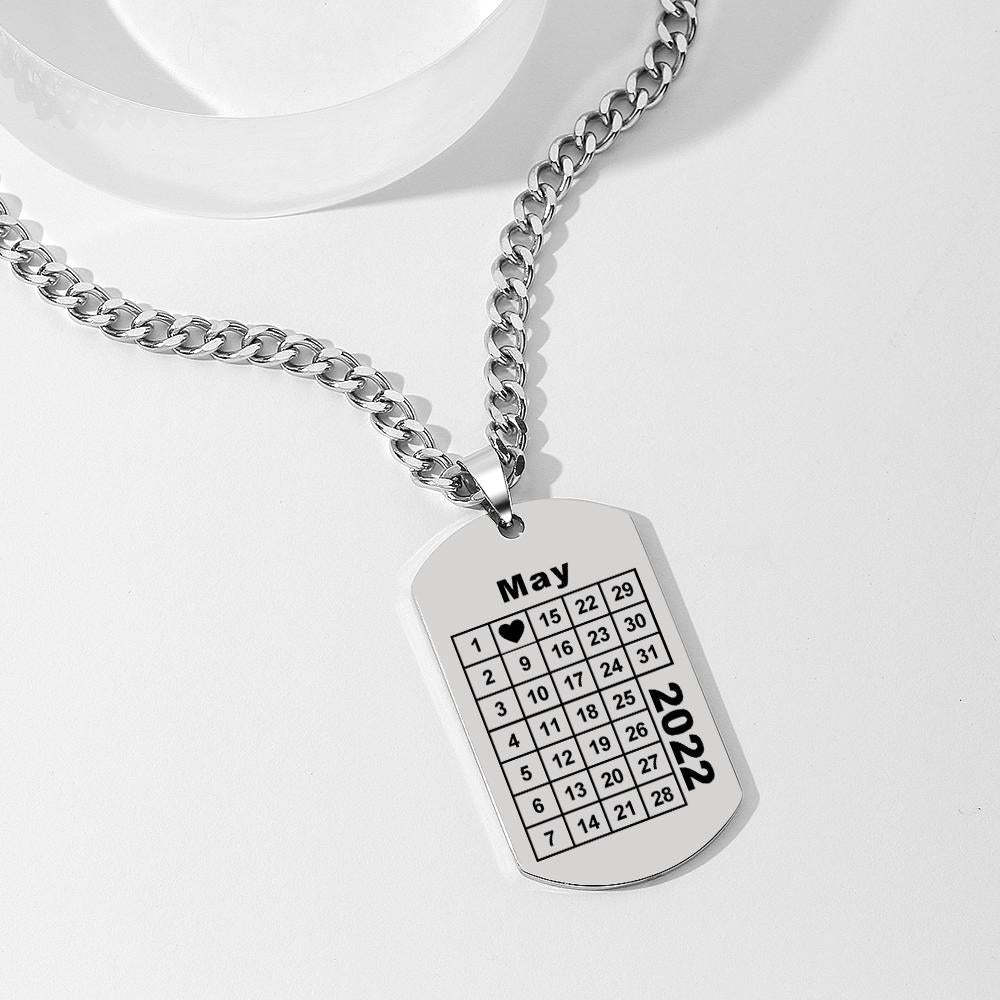 Calendrier Collier Gravé Collier Personnalisé Anniversaire Cadeau Collier Pour Hommes - soufeelfr