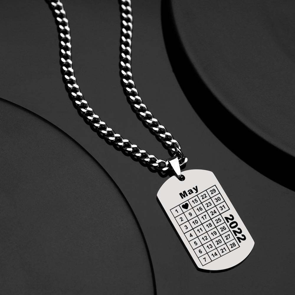 Calendrier Collier Gravé Collier Personnalisé Anniversaire Cadeau Collier Pour Hommes - soufeelfr