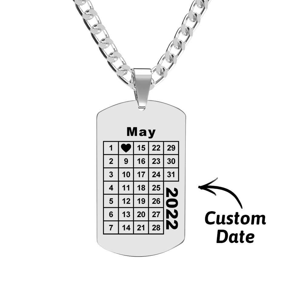 Calendrier Collier Gravé Collier Personnalisé Anniversaire Cadeau Collier Pour Hommes - soufeelfr