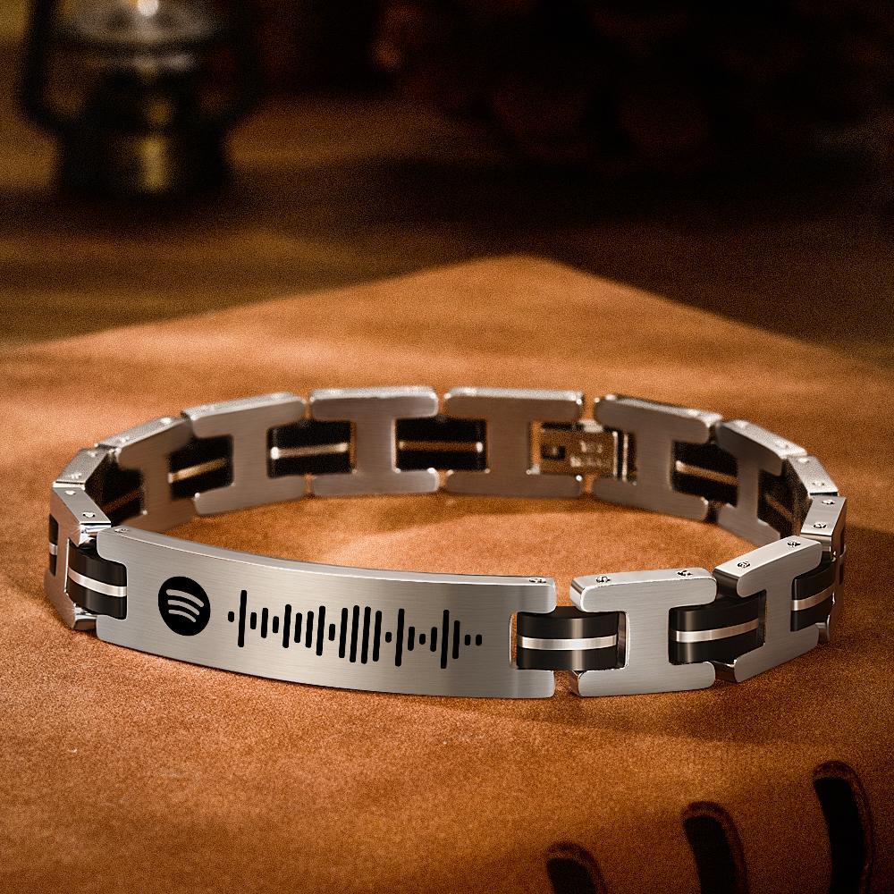 Bracelet Personnalisé Cadeaux de musique de bracelet de code de Spotify personnalisés scannables pour l'homme